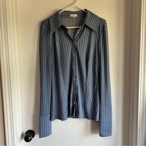 WeWoreWhat Danielle Bernstein Blue/White Pinstripe Button Up Tunic Blouse size S